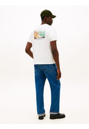 Camiseta Blanca De Cuello Redondo Con Logo Estampado Tommy Hilfiger