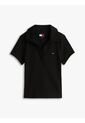 Polo Negro Acanalado De Corte Slim Tommy Jeans de Tommy Hilfiger