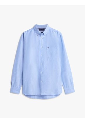 Camisa Azul Oxford Regular De Raya Diplomática Tommy Hilfiger