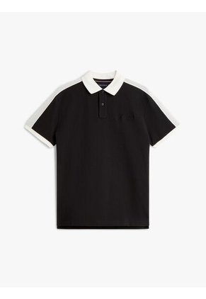 Polo Negro Mesh De Corte Regular Tommy Hilfiger