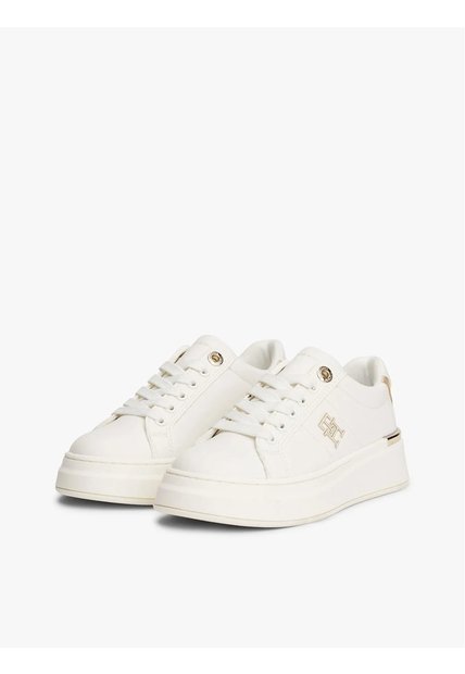 Tenis Blanco Para Niña De Corte Bajo Con Cordones Tommy Hilfiger