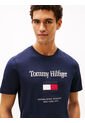 Camiseta Azul Marino De Cuello Redondo Con Logo Bordado Tommy Hilfiger de Tommy Hilfiger