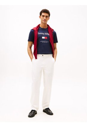 Camiseta Azul Marino De Cuello Redondo Con Logo Bordado Tommy Hilfiger
