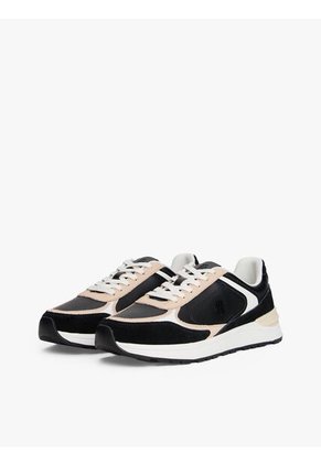 Tenis Negro Casual Fashion Runner En Cuero Tommy Hilfiger