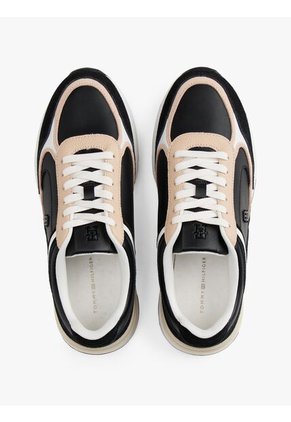 Tenis Negro Casual Fashion Runner En Cuero Tommy Hilfiger