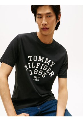 Camiseta Beige De Cuello Redondo Con Logo Gráfico Tommy Hilfiger