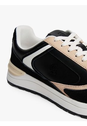 Tenis Negro Casual Fashion Runner En Cuero Tommy Hilfiger