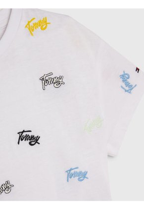 Camiseta Con Bordado Integral Del Logo Niña Blanco Tommy Hilfiger