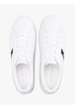Tenis Blanco De Cuero Con Monograma TH Tommy Hilfiger