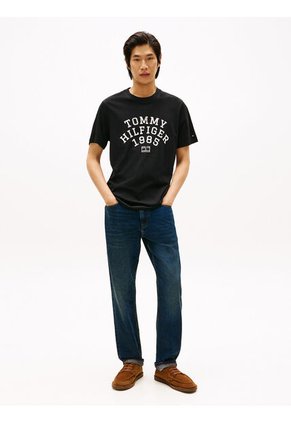 Camiseta Beige De Cuello Redondo Con Logo Gráfico Tommy Hilfiger