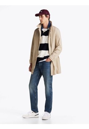 Tenis Blanco De Cuero Con Mezcla De Texturas Tommy Hilfiger