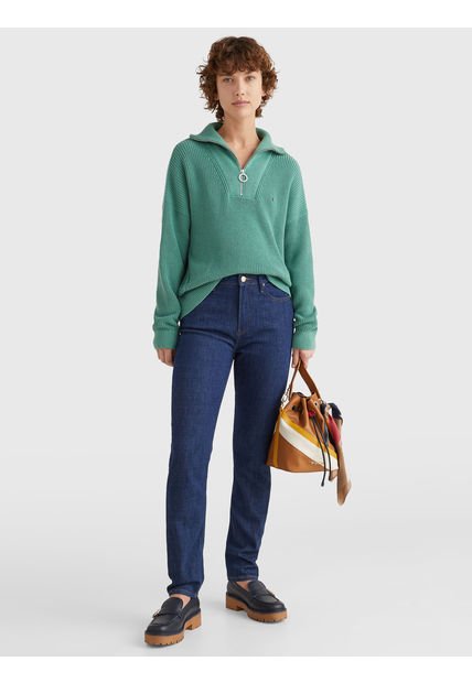 Jeans De Talle Alto Y Corte Ajustado Mujer Azul Tommy Hilfiger