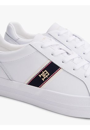 Tenis Blanco De Cuero Con Monograma TH Tommy Hilfiger