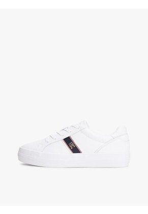 Tenis Blanco De Cuero Con Monograma TH Tommy Hilfiger