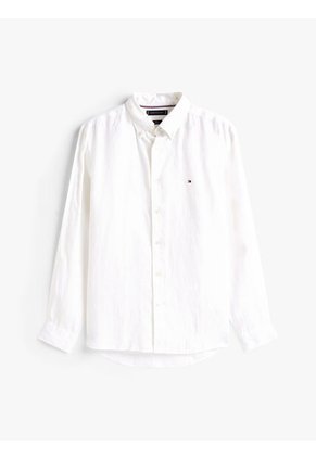 Camisa Blanca De Corte Regular Con Logo Tommy Hilfiger