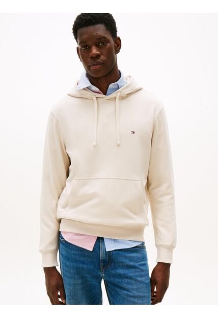 Buzo Beige De Felpa Con Capota Y Logo Bordado Tommy Hilfiger
