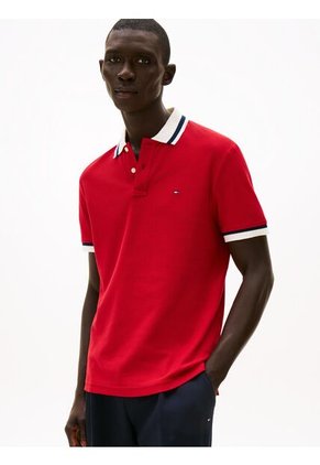 Polo Rojo De Corte Regular Con Logo Tommy Hilfiger