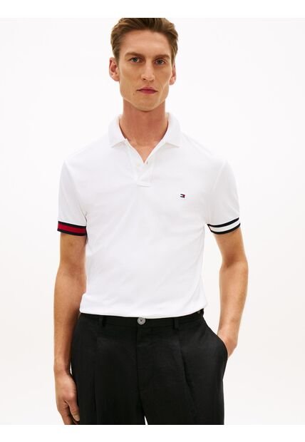 Polo Blanco Slim Con Manga Corta Tommy Hilfiger