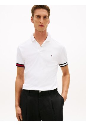 Polo Blanco Slim Con Manga Corta Tommy Hilfiger