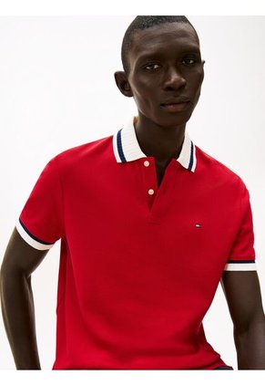 Polo Rojo De Corte Regular Con Logo Tommy Hilfiger