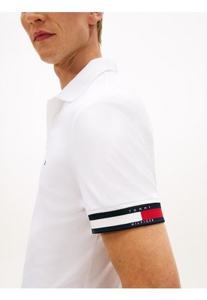 Polo Blanco Slim Con Manga Corta Tommy Hilfiger