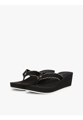 Sandalias Negro De Cuña Con Monograma TH Tommy Hilfiger