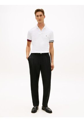 Polo Blanco Slim Con Manga Corta Tommy Hilfiger