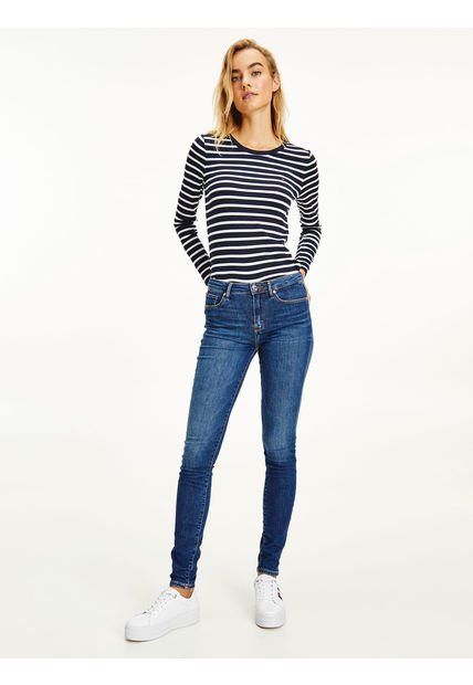 Jeans De Corte Skinny Mujer Azul Tommy Hilfiger