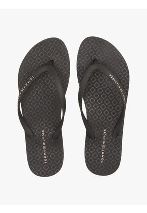 Sandalias Negro Con Logo Texturizado Tommy Hilfiger