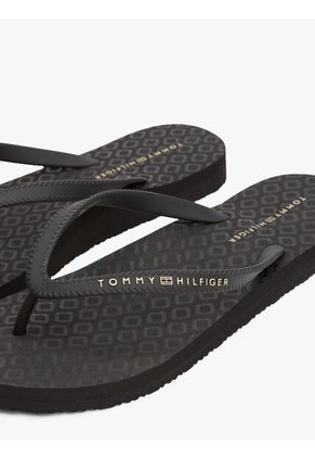 Sandalias Negro Con Logo Texturizado Tommy Hilfiger