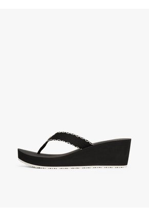 Sandalias Negro De Cuña Con Monograma TH Tommy Hilfiger