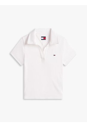 Polo Blanco Acanalado De Corte Slim Tommy Jeans