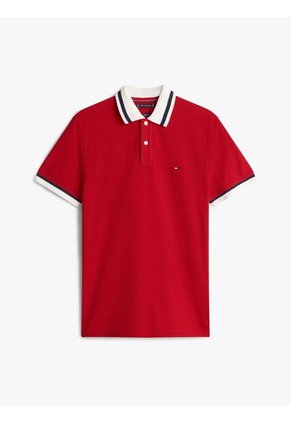 Polo Rojo De Corte Regular Con Logo Tommy Hilfiger