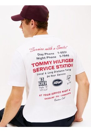 Camiseta Blanca De Corte Amplio Con Gráfico Trasero Tommy Hilfiger