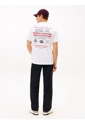 Camiseta Blanca De Corte Amplio Con Gráfico Trasero Tommy Hilfiger