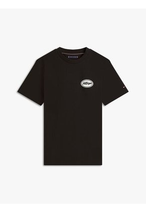 Camiseta Negra De Corte Amplio Con Gráfico Trasero Tommy Hilfiger