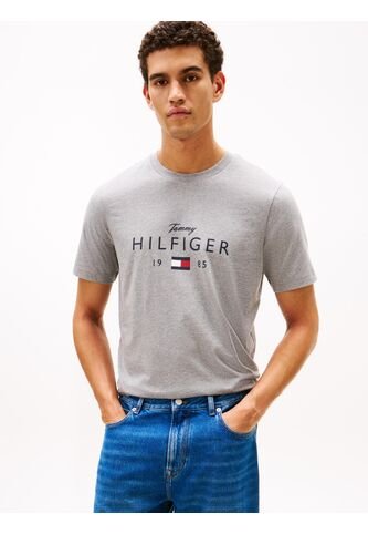 Camiseta Gris De Cuello Redondo Con Logo Gráfico Tommy Hilfiger Tommy Hilfiger