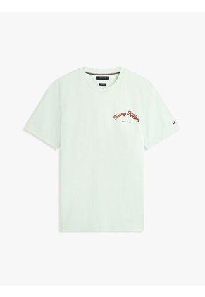 Camiseta Verde De Cuello Redondo Con Logo Gráfico Tommy Hilfiger