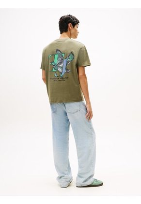 Camiseta Gris De Cuello Redondo Con Gráfico Tommy Jeans