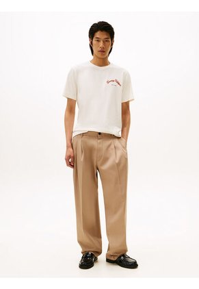 Camiseta Blanca De Cuello Redondo Con Logo Gráfico Tommy Hilfiger