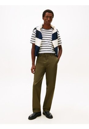 Camiseta Blanca De Rayas Con Cuello Redondo Tommy Hilfiger