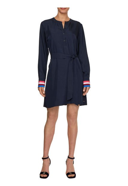 Vestido Henley Manga Larga Mujer Azul Tommy Hilfiger