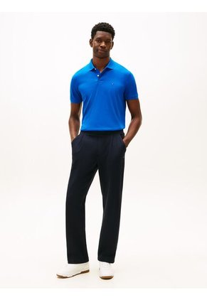 Polo Celeste De Punto Interlock De Corte Regular Tommy Hilfiger