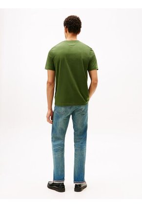 Camiseta Verde De Cuello Redondo Con Logo Gráfico Tommy Hilfiger