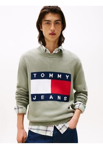 Saco Verde En Intarsia Con Parche Del Logo Tommy Jeans Tommy Hilfiger