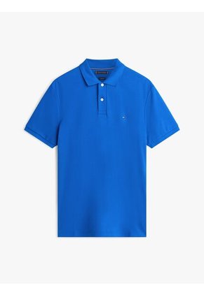 Polo Celeste De Punto Interlock De Corte Regular Tommy Hilfiger