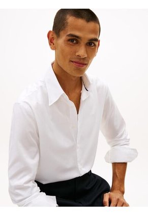 Camisa Blanca Twill De Corte Regular Con Cuello Flexible Tommy Hilfiger