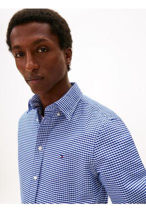 Camisa Azul Heritage Oxford De Cuadros Gingham Tommy Hilfiger