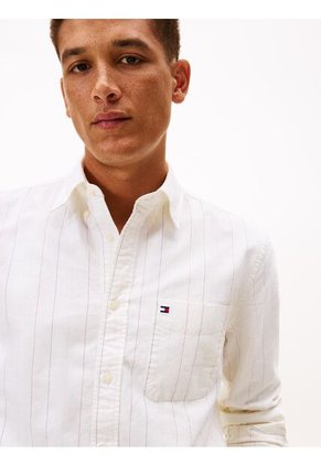 Camisa Blanca Oxford Regular De Raya Diplomática Tommy Hilfiger