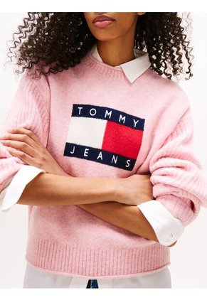 Saco Rosado Amplio Jaspeado Con Logo Tommy Jeans